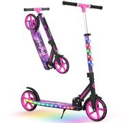 BELEEV V9 Scooters for Kids Ages 6+ with Light-Up Stem & Deck, 2 Wheel Scooter for Adults Teens, Big Wheel Scooter for Boys and Girls, 4 Adjustable Height, Max Load 220 lbs(Galaxy Purple)