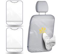 BELEFU 2 Pack Large Car Kick Mats Back Seat Protector, Clear Waterproof Back Seat Cover for Feet, Seat Back Protector Seat Kick Pad for Most Vehicles Protection Against Mud Scratches (Gray Edge)