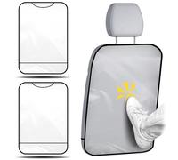 BELEFU 2 Pack Large Car Kick Mats Back Seat Protector, Clear Waterproof Back Seat Cover for Feet, Seat Back Protector Seat Kick Pad for Most Vehicles Protection Against Mud Scratches (Black Edge)