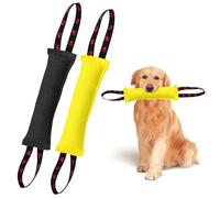 BELEFU 2 Pack Tug of War Dog Toy, Interactive Dog Bite Pillow with 2 Long Handles, Puppy Pull Toy for Large Medium Small Pet Outdoor Chew Training Equipment (Black+Yellow)