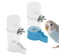 BELEFU 2 Pieces Automatic Bird Water Dispenser with Screw Buckle, 4.7 Oz Hanging Bird Water Feeder for Cage, No Mess Birdcage Dispenser Dinker for Parrot Parakeet Pigeon Budgie Canary (White & Blue)