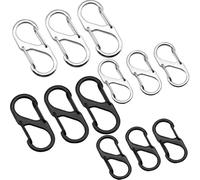Belegao 2 Sizes Zipper Lock Clips 12PCS, Metal Dual Opening Anti-Theft Zipper Clips for Backpack, Luggage, Small Travel Carabiner Clip Zipper Pull Replacement Detachable (Black, Silver)