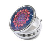 Belegao Pill Box with Mirror 3 Compartments, Small Metal Pill Case for Tablets Vitamins Cod Liver Oil Supplements Medication Purse Pocket Portable Round Pill Organiser Medicine Storage, Black