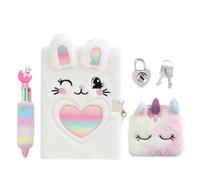 Belegao Rabbit Diary with Lock for Girls Fluffy Journal with Purse and Pen