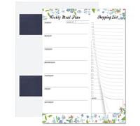 Belegao Weekly Meal Planner and Shopping List Pad 52 Sheets, Undated Tearable Magnetic To Do List Notepad Flower Pattern for Fridge Organize Daily Menu Food Planning (10 x 7.28inch)