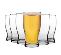 LAV 12x Clear 580ml Belek Classic Beer Glasses - Large Lager Ale Cider Pilsner Drinking Pint Glass Pub Cup Set