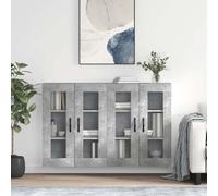belek wooden wall mounted sideboard with 4 doors in concrete effect