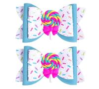 Beleki Hair Bows with Cute Lollipop, Glitter Hair Clips for Girls Sparkly Confetti Sprinkle Handmade Bows Metal Alligator Hairpin Hair Accessories for Girls Birthday Back to School Party Decor - Blue