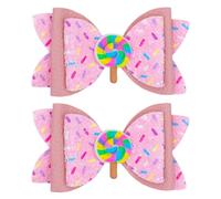 Beleki Lollipop Hair Bows for Girls, Glitter Confetti Sprinkle Hair Clips Handmade Bows Metal Alligator Hairpin Hair Accessories for Birthday Back to School Party Decor - Pink