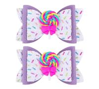 Beleki Lollipop Hair Bows for Girls, Glitter Hair Clips Sparkly Confetti Sprinkle Handmade Bows Metal Alligator Hair Pin Colorful Hair Accessories for Birthday Back to School Party Decor - Purple