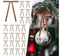 Belelvia 30 PCS Christmas Velvet Bows with Twist Ties, 5 x 7in Christmas Tree Decorations Bows with Twist Ties for Xmas Decor Wreath Garland Tree,Brown