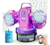 Belemar Bubble Machine with RGB Lights & Remote Control, 150° Rotation, Smart Battery Display, Type-C Rechargeable, 700mL Tank, Dual-Engine Bubble Maker for Kids, Parties, Weddings, Outdoor Events