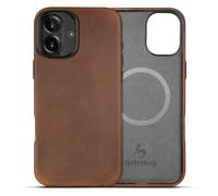 Belemay Compatible with iPhone 16 Plus Leather Case, Compatible with Magsafe, Premium Crazy Horse Leather [Vintage Aesthetic] Comfort Grip, Metal Buttons & Camera Bump Frame, (6.7") Classic Brown