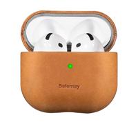Belemay for AirPods 4 Case, Compatible with MagSafe, Premium Crazy Horse Leather [Vintage Aesthetic] - Rich Patina - Comfort Grip - Compatible with AirPods 4th Generation Case (2024) (USB-C), Tan