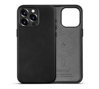 Belemay for iPhone 15 Pro Max Leather Case Compatible with MagSafe, Full-Grain Vegetable-Tanned Leather, Metal Buttons & Camera Bezel - Slim Fit&Sleek - Luxury Phone Cover (6.7-inch)-Black