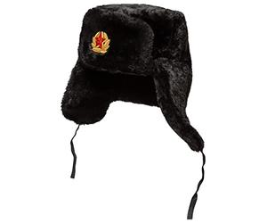 BELEON Russian Ushanka - Soviet Ushanka Men Communist Hat Winter Soviet Hat - black - S