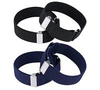 Belerry 2 Pairs Anti-Slip Shirt Sleeve Holders, Elastic Adjustable Armbands for Men, Expandable Shirt Armbands - Black, Navy Blue, Width 1Inch