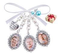 Belerry Wedding Bouquet Charm Bouquet Photo Charms Bridal Lacy Oval Bridal Charms You Are Always in My Heart DIY Bouquet Picture Charm for Wedding Memory Friend Gift