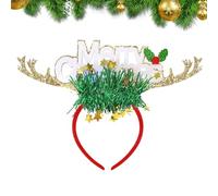 Beleuchtete Weihnachts-Stirnbänder - LED Haarreifen mit Elchgeweih & Glocken | Lustige Frohe Weihnachten Haarreife für Damen, Kinder, Party, Photoshooting, Kostüm & Festliche Deko