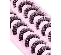 BELEVO Eyelashes Russian Strip Lashes 10 Pairs Pack D Curl Lashes Fluffy Wispy 3D Effect Hybrid Fake Eyelashes Lashes Natural Look