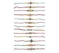 Belexy Pack of 12 Rakhi for Raksha Bandhan, Gift for Brother, Sister, Bhabhi, Bhaiya, Different Design with Vary Color- Set of 12