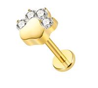 BelezaDosas 16G G23 Titanium Cartilage Earrings Stud Flat Back Dog Paw Cartilage Piercing Jewelry Internally Threaded Medusa Piercing Short Bar Long Bar