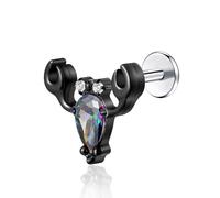 BelezaDosas G23 Titanium Labret Studs Threadless Push-in CZ Press Fit 16G 6mm 8mm 10mm Lip Cluster Tragus Helix Medusa Cartilage Push Back Piercing Jewelry for Men Women, S, Metal, cubic zirconia