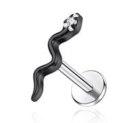 BelezaDosas G23 Titanium Labret Studs Threadless Push-in CZ Press Fit 16G 6mm 8mm 10mm Lip Cluster Tragus Helix Medusa Cartilage Push Back Piercing Jewelry for Men Women, S, Metal, cubic zirconia