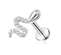 BelezaDosas G23 Titanium Labret Studs Threadless Push-in CZ Press Fit 16G 6mm 8mm 10mm Lip Cluster Tragus Helix Medusa Cartilage Push Back Piercing Jewelry for Men Women, S, Metal, cubic zirconia