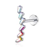BelezaDosas G23 Titanium Labret Studs Threadless Push-in CZ Press Fit 16G 6mm 8mm 10mm Lip Cluster Tragus Helix Medusa Cartilage Push Back Piercing Jewelry for Men Women, S, Metal, cubic zirconia