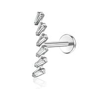 BelezaDosas G23 Titanium Labret Studs Threadless Push-in CZ Press Fit 16G 6mm 8mm 10mm Lip Cluster Tragus Helix Medusa Cartilage Push Back Piercing Jewelry for Men Women, S, Metal, cubic zirconia