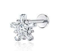BelezaDosas G23 Titanium Labret Studs Threadless Push-in CZ Press Fit 16G 6mm 8mm 10mm Lip Cluster Tragus Helix Medusa Cartilage Push Back Piercing Jewelry for Men Women, S, Metal, cubic zirconia