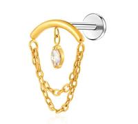 BelezaDosas G23 Titanium Labret Studs Threadless Push-in Labret Press Fit 16G Cluster Helix Lobe Conch Tragus Push Back Piercing Jewelry, S, Titanium, cubic zirconia