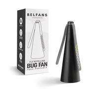 Belfans FlyRepellent Fan for Tables - USB Powered/AA Battery Powered, Soundless Fly Swatter with Holographic Blades - Portable Fly Fan for Bees, Wasps & Outdoor Use (1, Black)