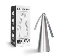 Belfans FlyRepellent Fan for Tables - USB Powered/AA Battery Powered, Soundless Fly Swatter with Holographic Blades - Portable Fly Fan for Bees, Wasps & Outdoor Use (1, Silver)