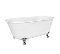 Belfast Bathroom Freestanding Double Ended Acrylic Bath with Large Chrome Claw Feet Includes White Waste & Overflow - 1500 x 780