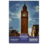 Belfast Clock Tower Poster 1000 Piece Jigsaw Puzzle, Old Europe Travel Artwork, Decorative Artwork, Premium Paper Puzzle, Travel Gift for Home Décor Fans, 70x50cm/1000pcs