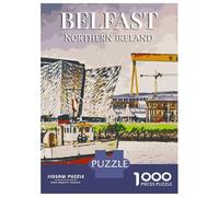 Belfast Harbor 1000 Piece Jigsaw Puzzle, Continental Street Poster, Screen-Free Fun, Interlocking Paper Pieces, Travel Gift for Home Décor Fans, 70x50cm/1000pcs