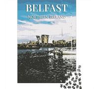 Belfast Harbor Jigsaw Puzzle 1000 Pieces, Old Europe Travel Artwork, Thick Cardboard Pieces, for Home Décor Fans, Gift Idea, 38x26cm/1000pcs