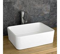 Belfast Style Bathroom Basin | Easy Install Option | Counter Mounted Large Rectangle Bathroom Sink | 490mm x 380mm | Trieste