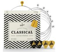 Belfort Classical Guitar Strings - Classical Nylon Strings Coated in Silver - 6 Guitar String Set + Extra 1E + 4 Picks - Cuerdas para guitarra acustica - Cuerdas de guitarra acustica