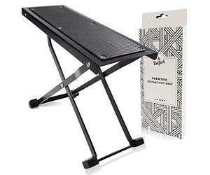 BELFORT Guitar Footstool with Non-Slip Rubber Base, Foldable Footrest for Classical, Acoustic, Electric Guitar, Height Adjustable, Super Stable and Durable
