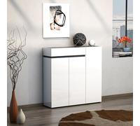 belfort high gloss shoe cabinet 3 doors in white and slate grey