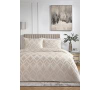 'Belfort' Woven Geo Velvet Duvet Cover Set Soiree Ivory Double