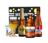 Belgian Breweries Craft Beer Gift Set with Glass (3 Pack) - Premium Beer Gifts for Men and Women, Ideal Gift Set, Foodie Hampers, Birthday Hampers & Alcohol Presents for All Occasions