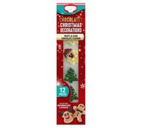 Belgian Chocolate Christmas Decorations, White and Dark Chocolate Flavoured, Santa, Reindeer, Christmas Tree, Gingerbread Men Shapes, 14g, 12 Pack