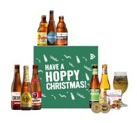 Belgian Craft Beer Hoppy Christmas Set with Glass - 8 Beers with Glass & Mr Filberts Snacks | Premium Belgian Ale Selection | Festive Craft Beer Gift for Him or Her