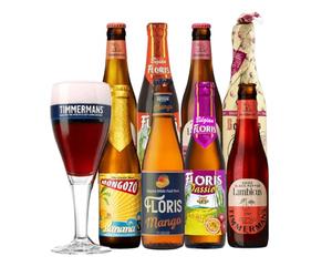 Belgian Fruit Flavoured Craft Beer Case Gift Set with TImmermans Glass (8 Pack)