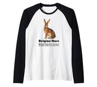 Belgian Hare My Rabbit Thinks He is A Racehorse Raglan Baseball Tee