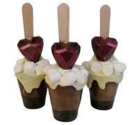 Belgian Hot Chocolate Stirrers Spoons Sticks set with Marshmallow & Heart Handmade Individually wrapped (3)